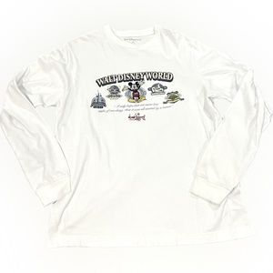 Vintage Mickey Mouse White Embroidered Long Sleeve Size Medium M